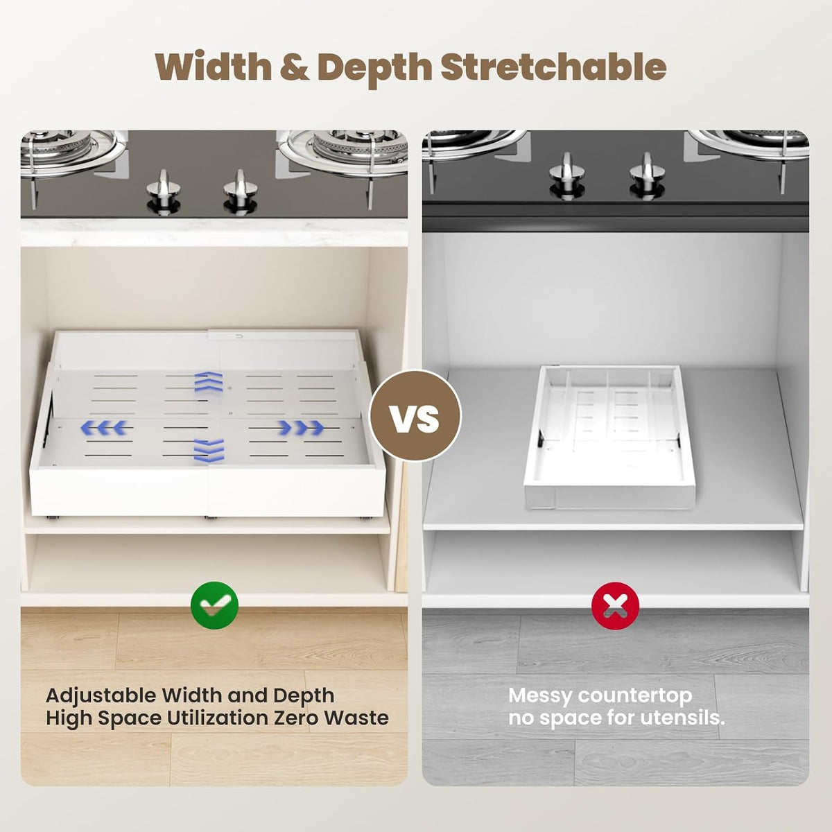 Dayacoco 2Pcs Expandable Pull Out Cabinet Organizers, 11.4"-19.4"W