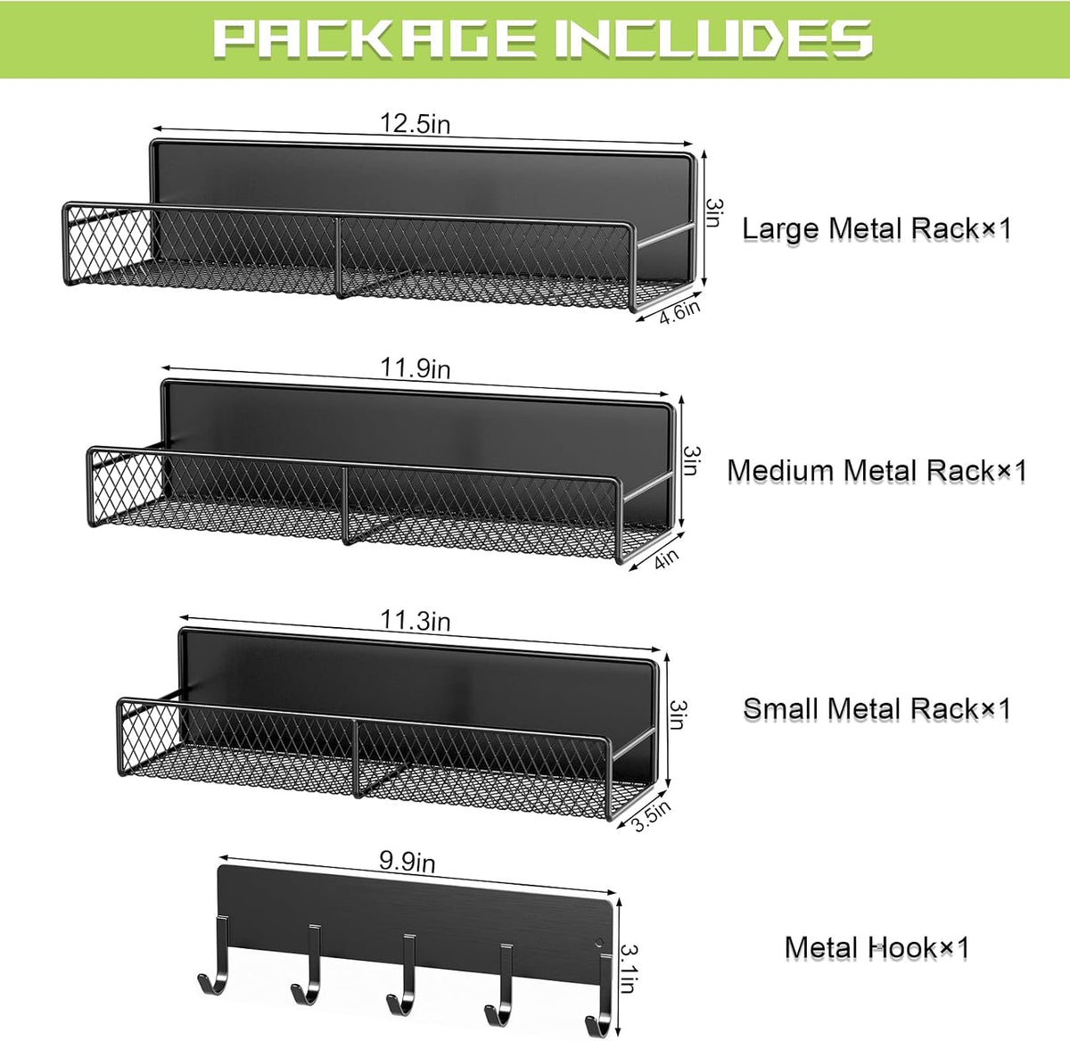 4-Pack Magnetic Shelves for Washing Machine – Metal Storage Baskets - Field & Nook