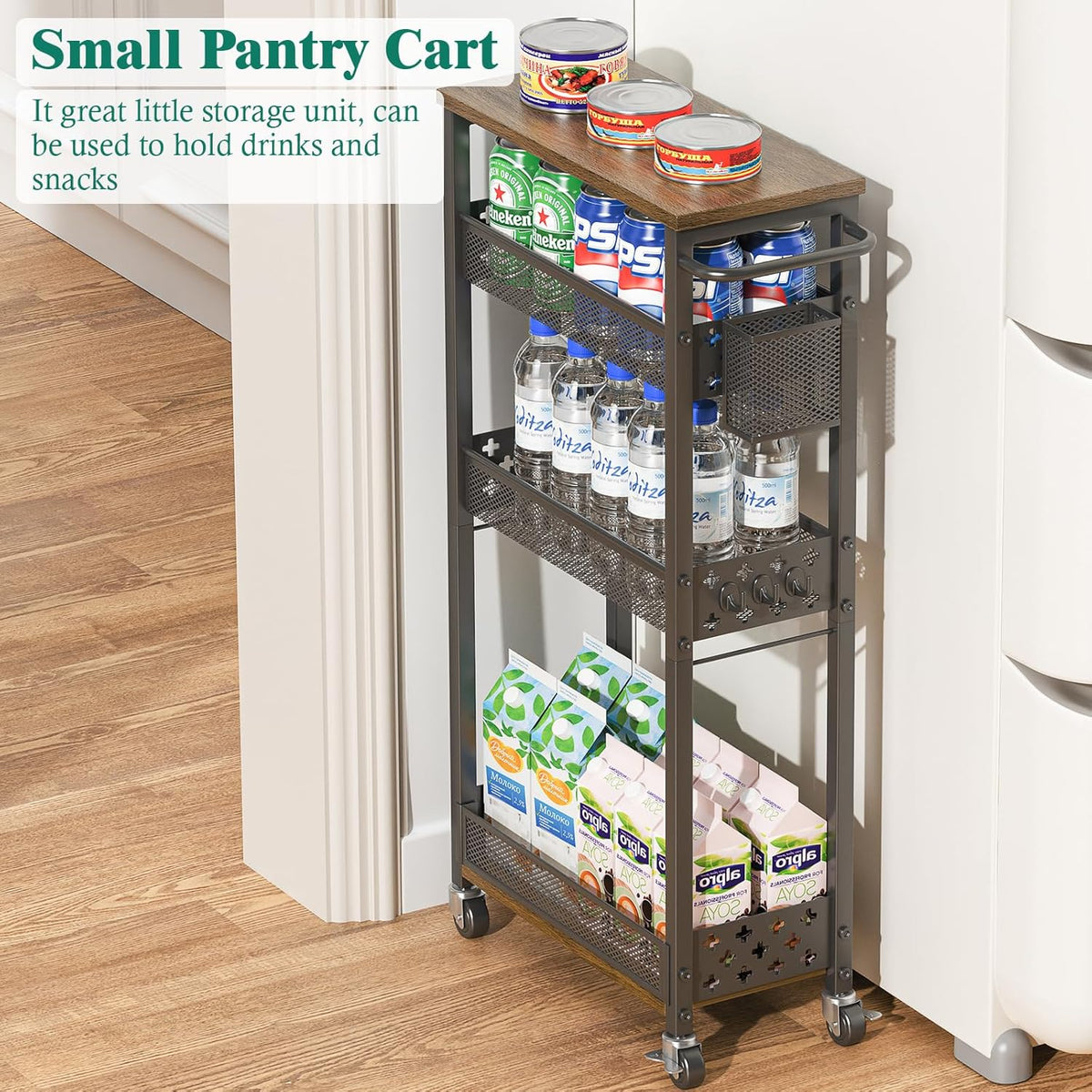 Slim Storage Cart – 4-Tier Laundry Room Organizer for Small Space - Field & Nook