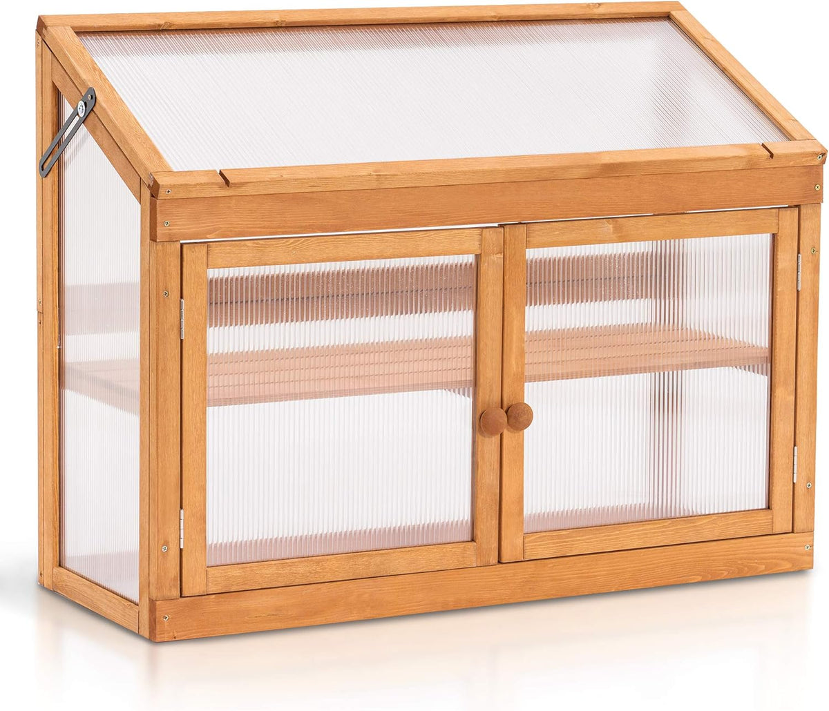 MCombo 2-Tier Wooden Cold Frame Garden Greenhouse Raised Flower Planter Shelf Bed Protection 6057-0160 (Orange)
