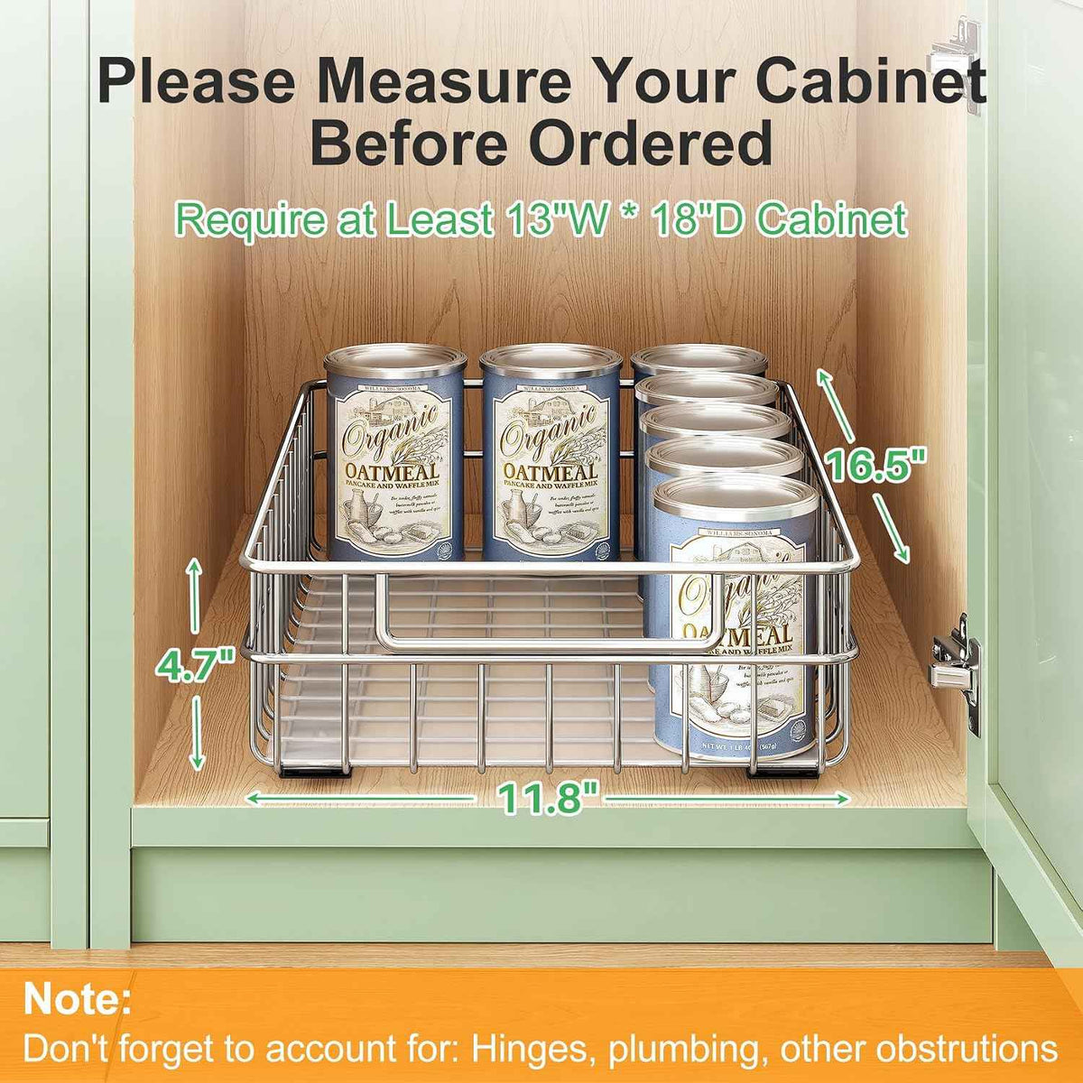 Stainless Steel 2-Pack Pull Out Cabinet Organizers