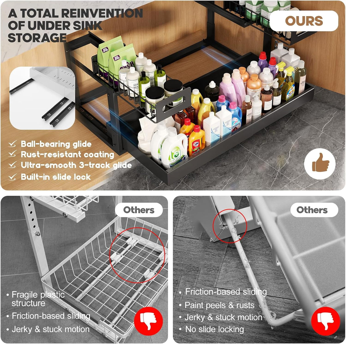 19–32-Inch Expandable Under-Sink Organizer - Field & Nook
