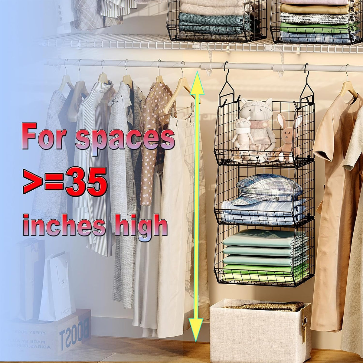 3-Tier Hanging Closet Organizer - Field & Nook