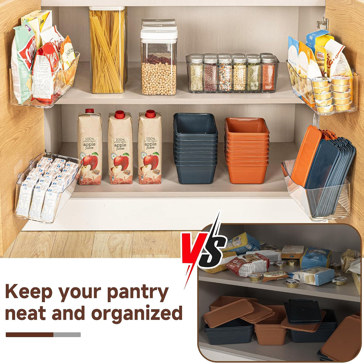 4-Pack Large Cabinet Door Organizer, 11.4" Adhesive Wall Mounted Pantry Organizers and Storage, Space Saving, Drain Bottom, No drill, Clea Storage Caddy Baskets for Kitchen, Bathroom, Under Sink - Field & Nook