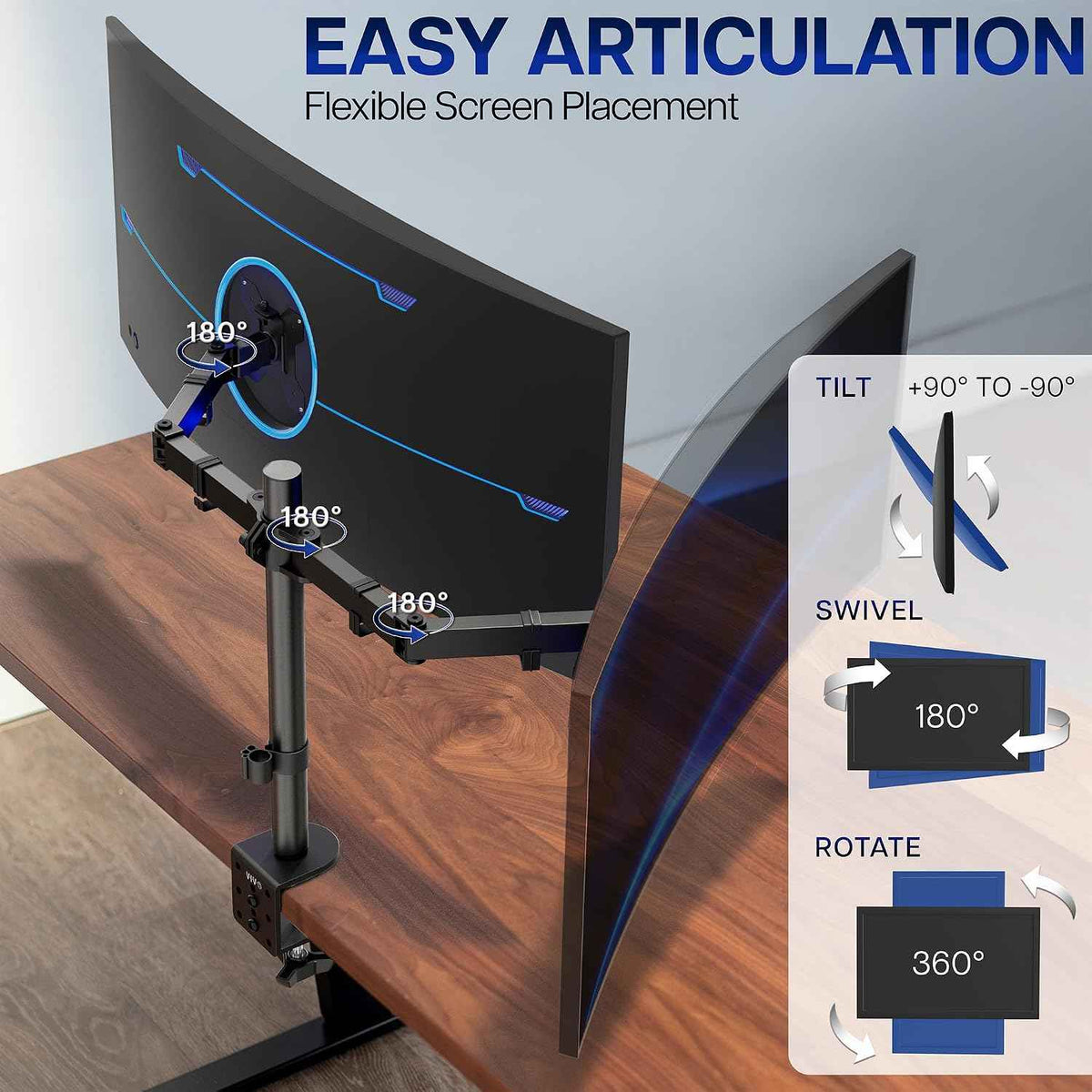 VIVO Dual Ultrawide Monitor Desk Mount, Heavy Duty Fully Adjustable Steel Stand, Holds 2 Computer Screens up to 38 inches and Max 22lbs Each, Black, STAND-V038