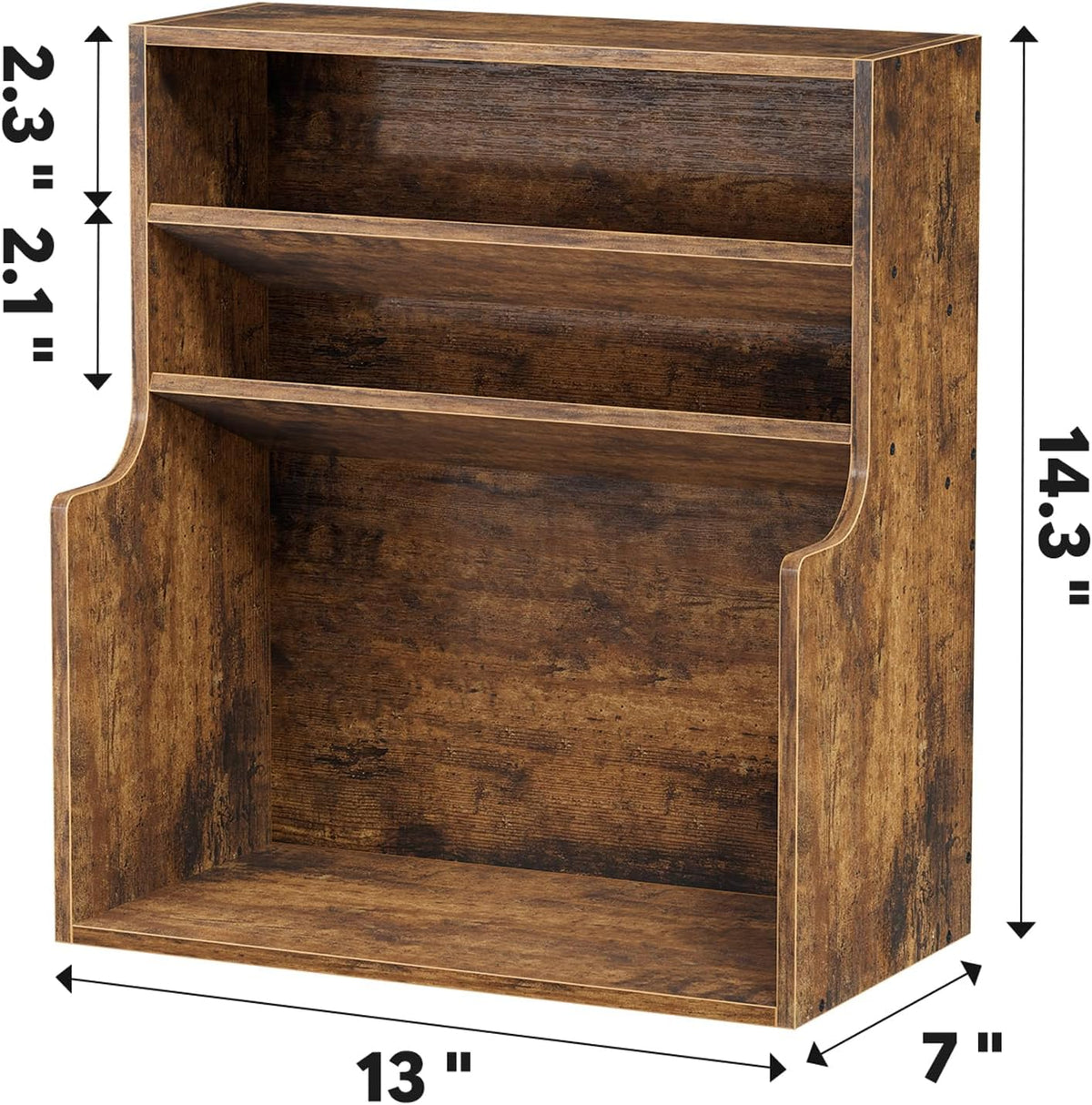 Simple Trending Spice Rack Organizer, 3 Tire Wood Kitchen Counter Spice Rack, Large Counter Seasoning Organizer Storage Shelf for Pantry, Kitchen, 7” W × 14.3” H, Brown - Field & Nook