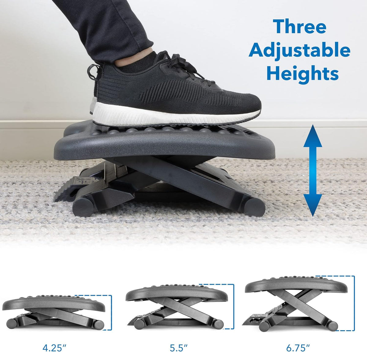 Height-Adjustable Footrest with Massage Rollers and 30° Tilt - Field & Nook