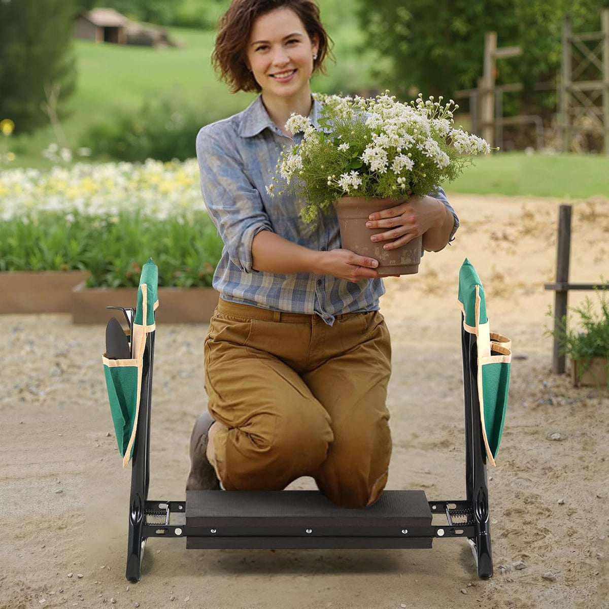 Foldable Garden Kneeler and Seat with 8-Inch Pad - Field & Nook