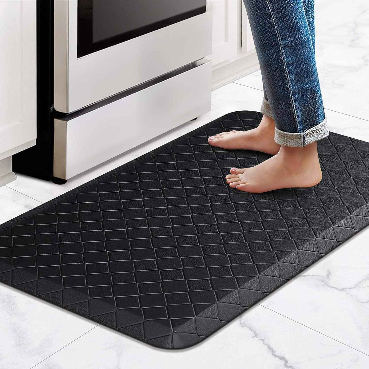 HappyTrends Kitchen Mats for Floor Cushioned Anti-Fatigue Kitchen Rugs | Thick,Soft and Waterproof Non-Slip Mats and Rugs Heavy Duty Ergonomic Comfort Rug for Floor,Office,Sink,Laundry