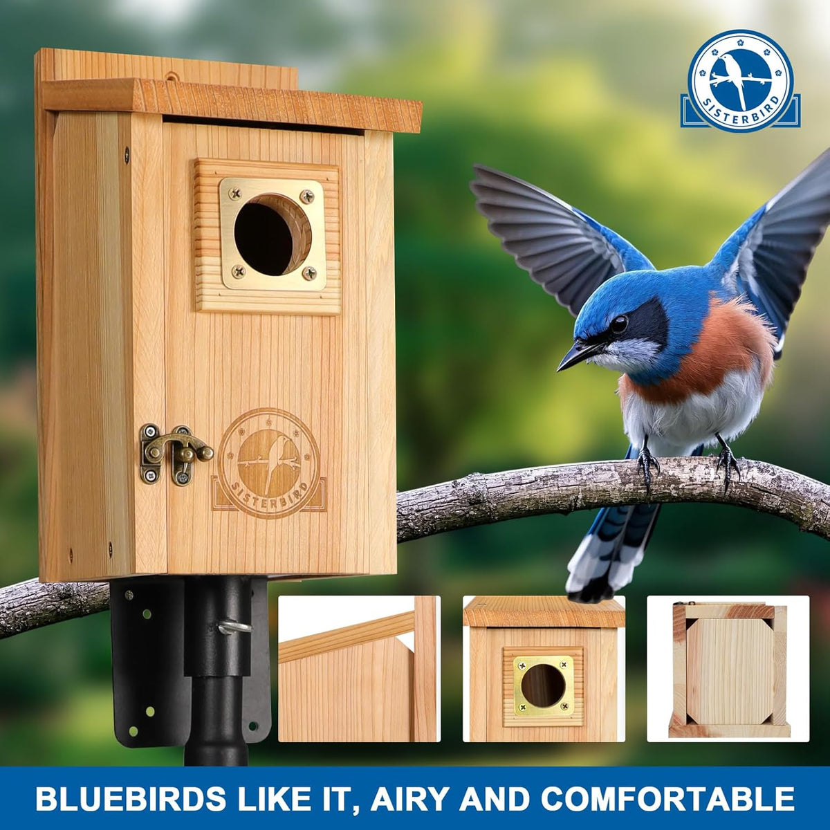 Cedar Bird Houses with Copper Predator Guards – 2 Pack