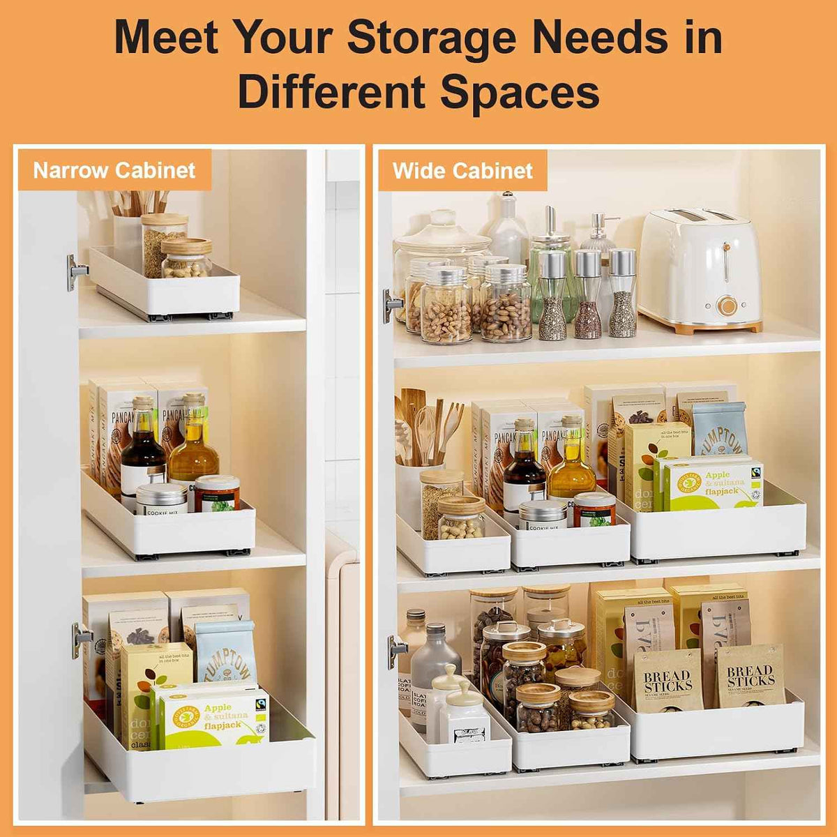 Delamu 3 Pack Pull Out Cabinet Organizer, 15.7" Deep