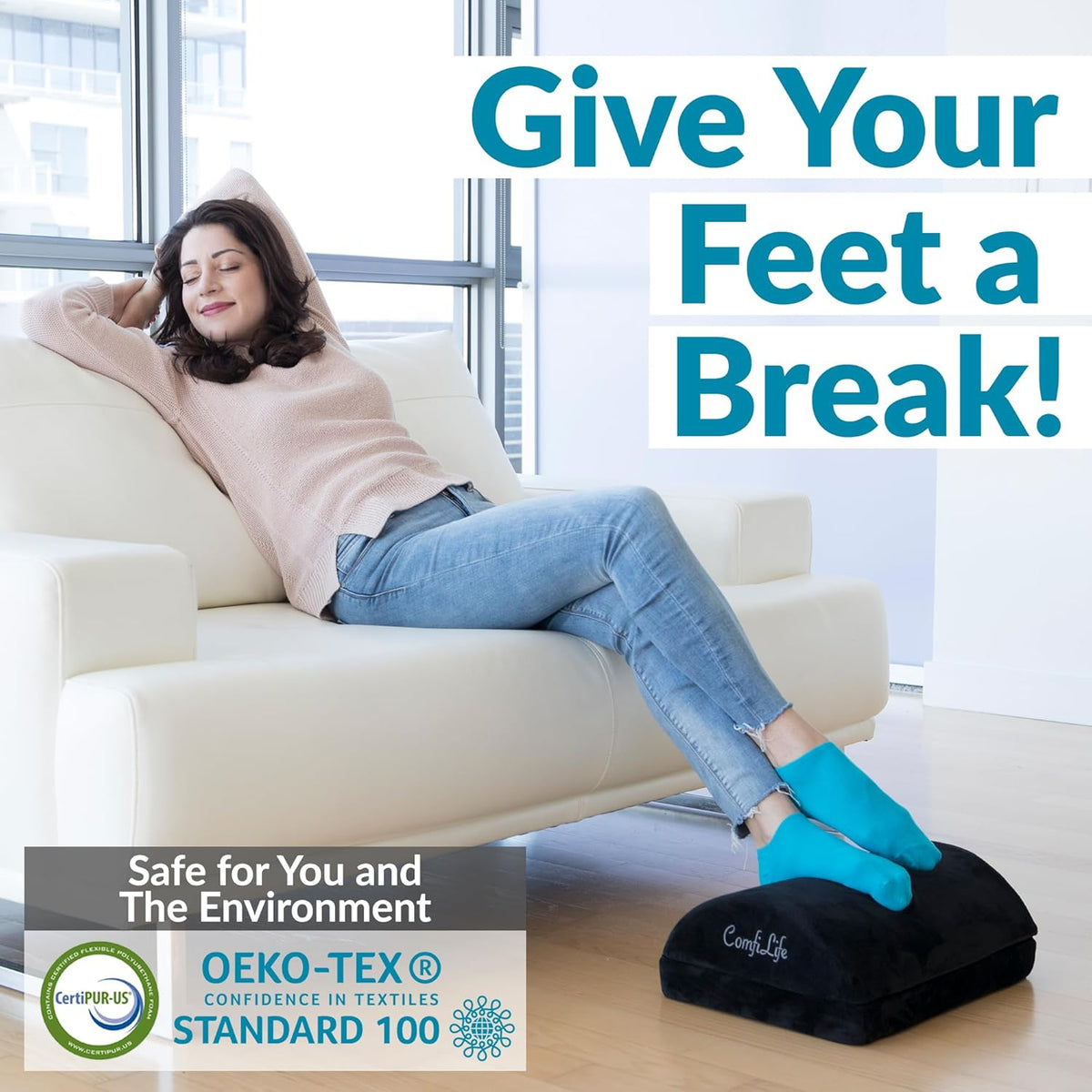 Adjustable Memory Foam Footrest for Desk and Gaming Chair - Field & Nook