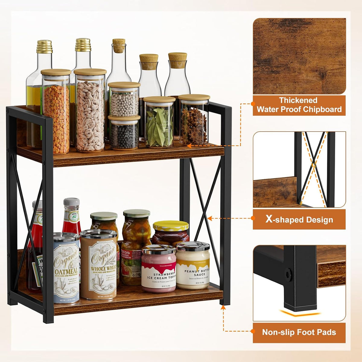 Kitchen Counter Shelf – 2-Tier Spice Rack for Counter - Field & Nook