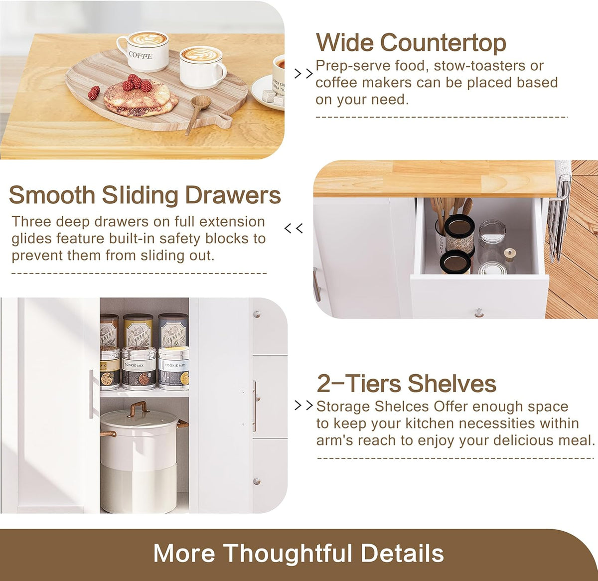 Rolling Kitchen Island – 39.7-Inch, Drop Leaf, Drawers & Cabinet