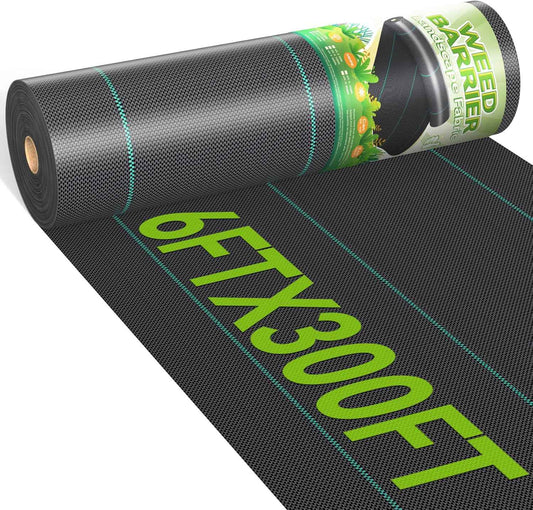 6ftx300ft Weed Barrier Landscape 3.2oz Fabric Heavy Duty, Woven Weed Control Cloth, Woven Geotextile Fabric for Underlayment, Gardening Ground, Commercial Driveway Weed Block Cover Mat