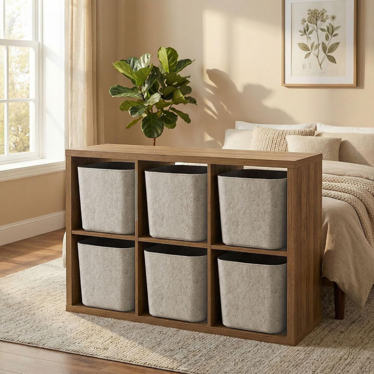 Hide Storage Felt bin basket container, Add lid for Toys Pet Books Clothes throw blanket clutter-free Closet Bathroom Pantry Kitchen (Cubic bin, Oatmeal) - Field & Nook