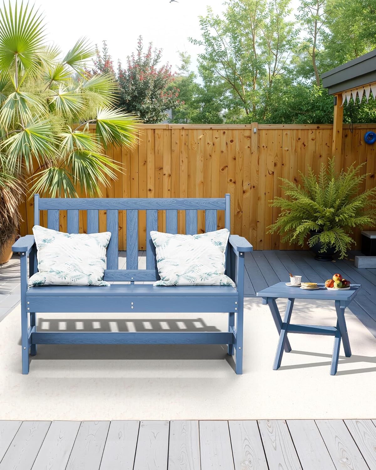Compact Folding HDPE Outdoor Side Table – Navy - Field & Nook