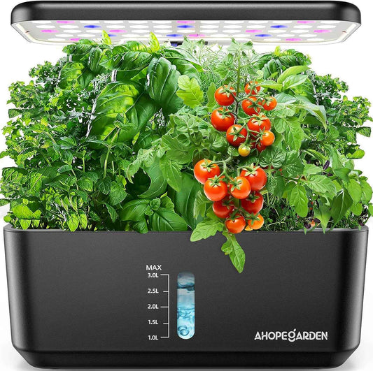 Ahopegarden Indoor Garden Hydroponics Growing System: 10 Pods Plant Germination Kit Herb Vegetable Growth Lamp Countertop with LED Grow Light - Hydrophonic Planter Grower Harvest Lettuce