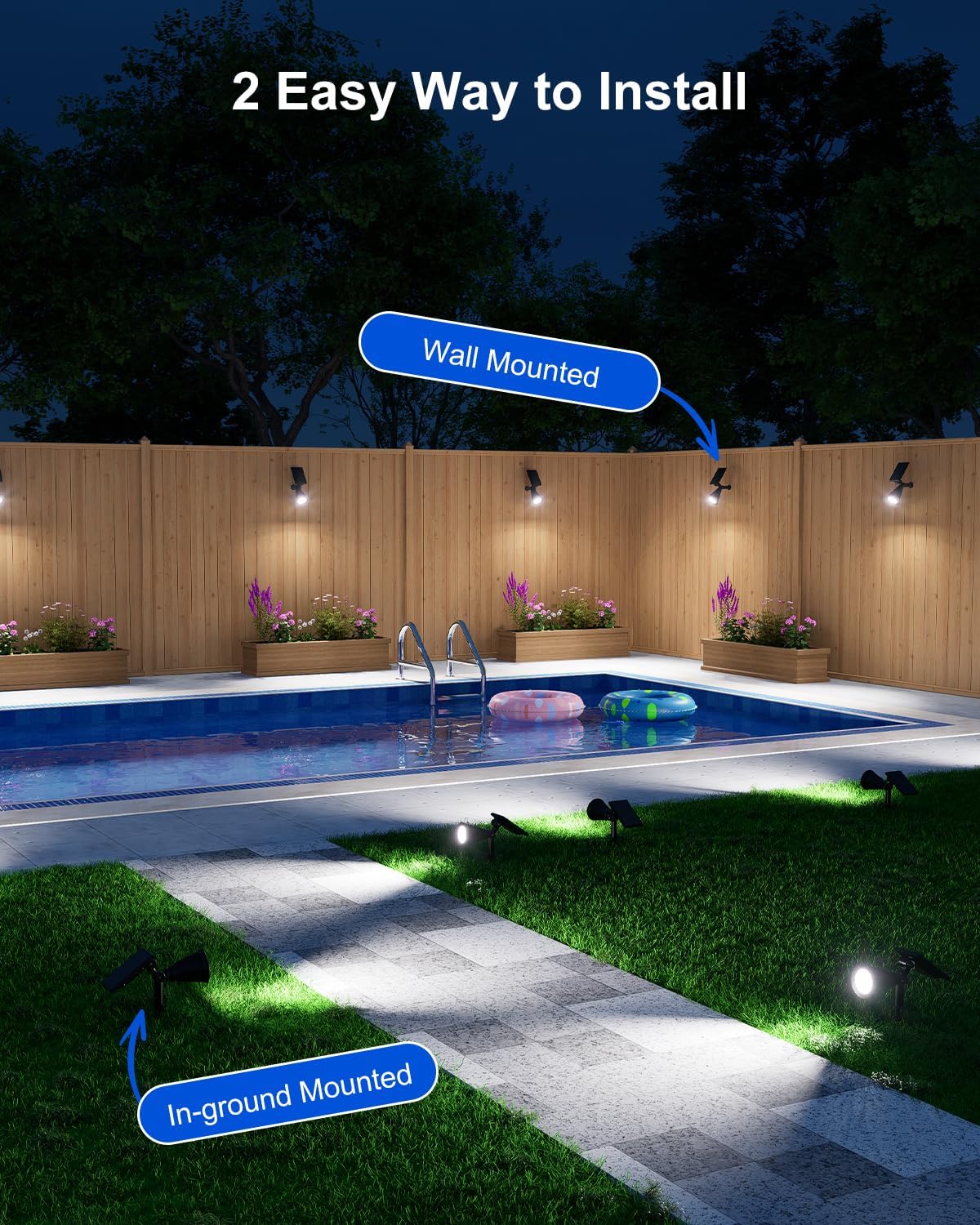 Waterproof Solar Landscape Spotlight – 2 Brightness Modes