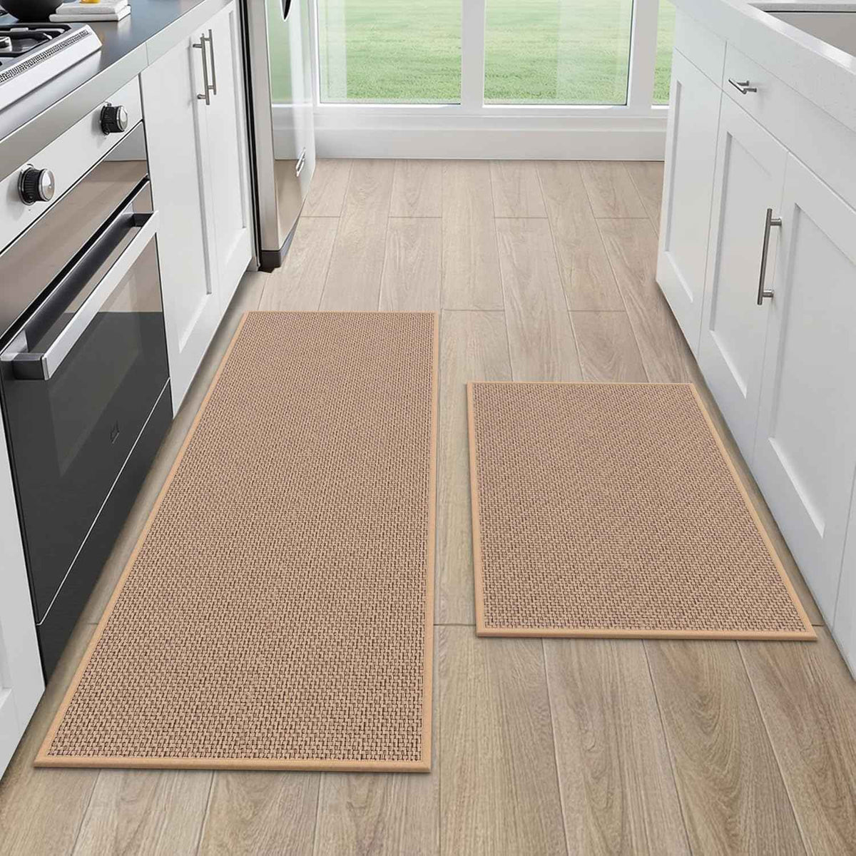 20-Inch Wide Kitchen Mats for Floor, Non-Slip Kitchen Rugs, Beige | 20-Inch Wide,Washable,Water Absorbent,Soft Underfoot,Non-Slip Rubber Backing,Easy to Clean,For Kitchen Sink
