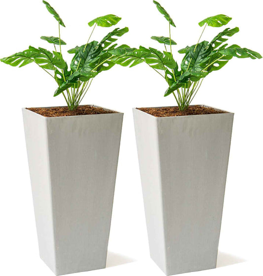 XBrand Modern 28-Inch Square Planter, Modern Tapered Planter Perfect for Indoor & Outdoor, Patio Décor, Set of 2