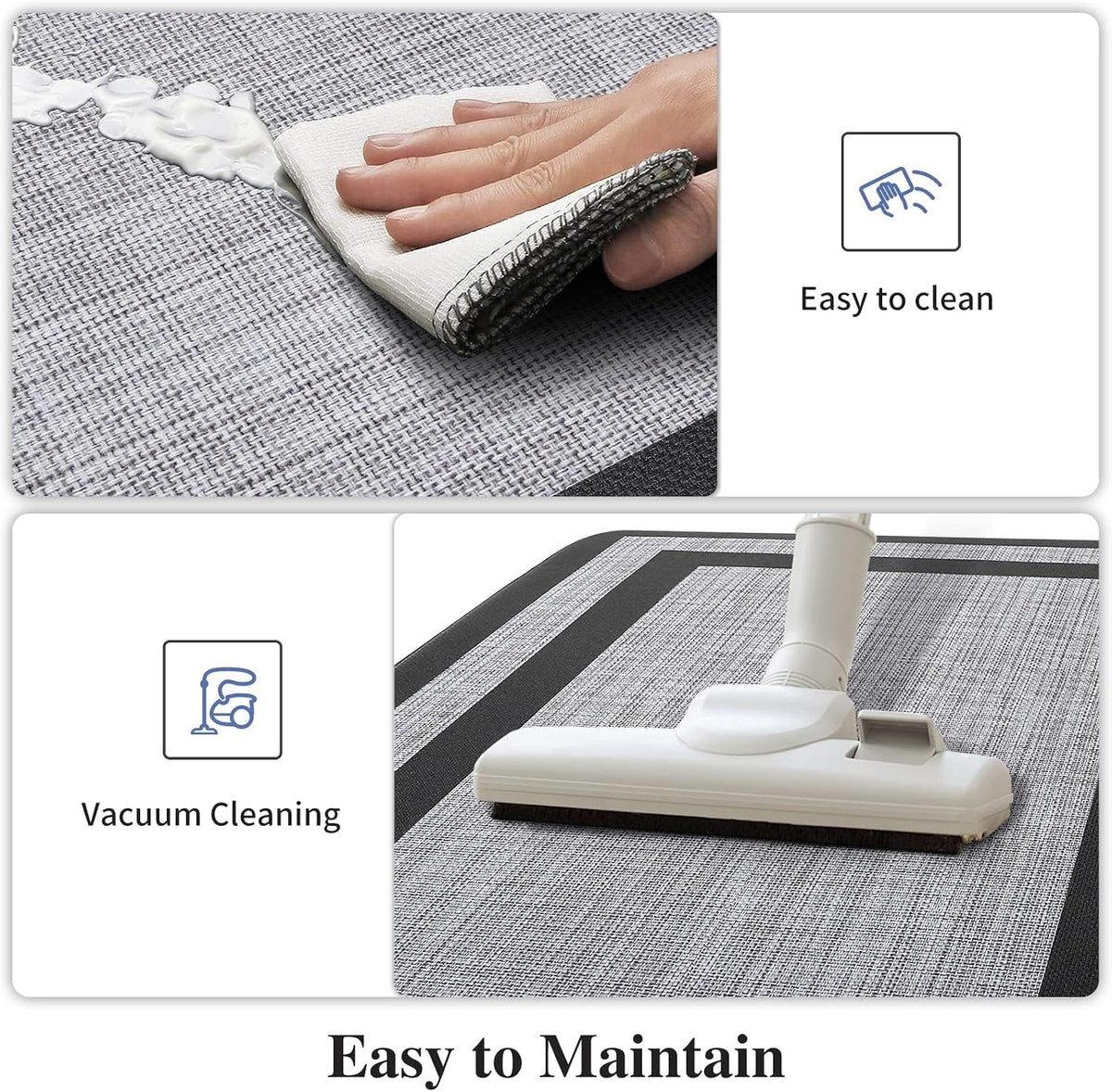 Mattitude Kitchen Mats Set of 2,Cushioned Anti-Fatigue Non-Skid Rug Sets | Ergonomic Comfort PVC Kitchen Mats for Floor,Standing Mat for Kitchen,Floor,Office,Sink,Laundry, Black Frame
