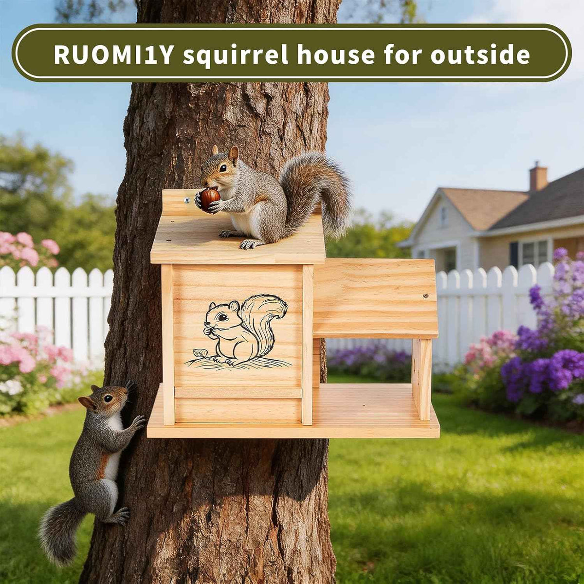 Wood Squirrel House for Outside, Nest Box for Trees Backyard | Squirrel House for Outdoor Trees, Providing Nesting Space for Squirrels in Backyards, Gardens, Wildlife Habitats