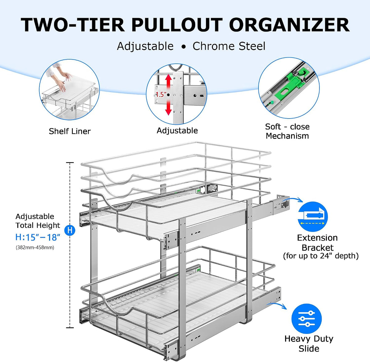 WelFurGeer 2-Tier Pull-Out Cabinet Organizer