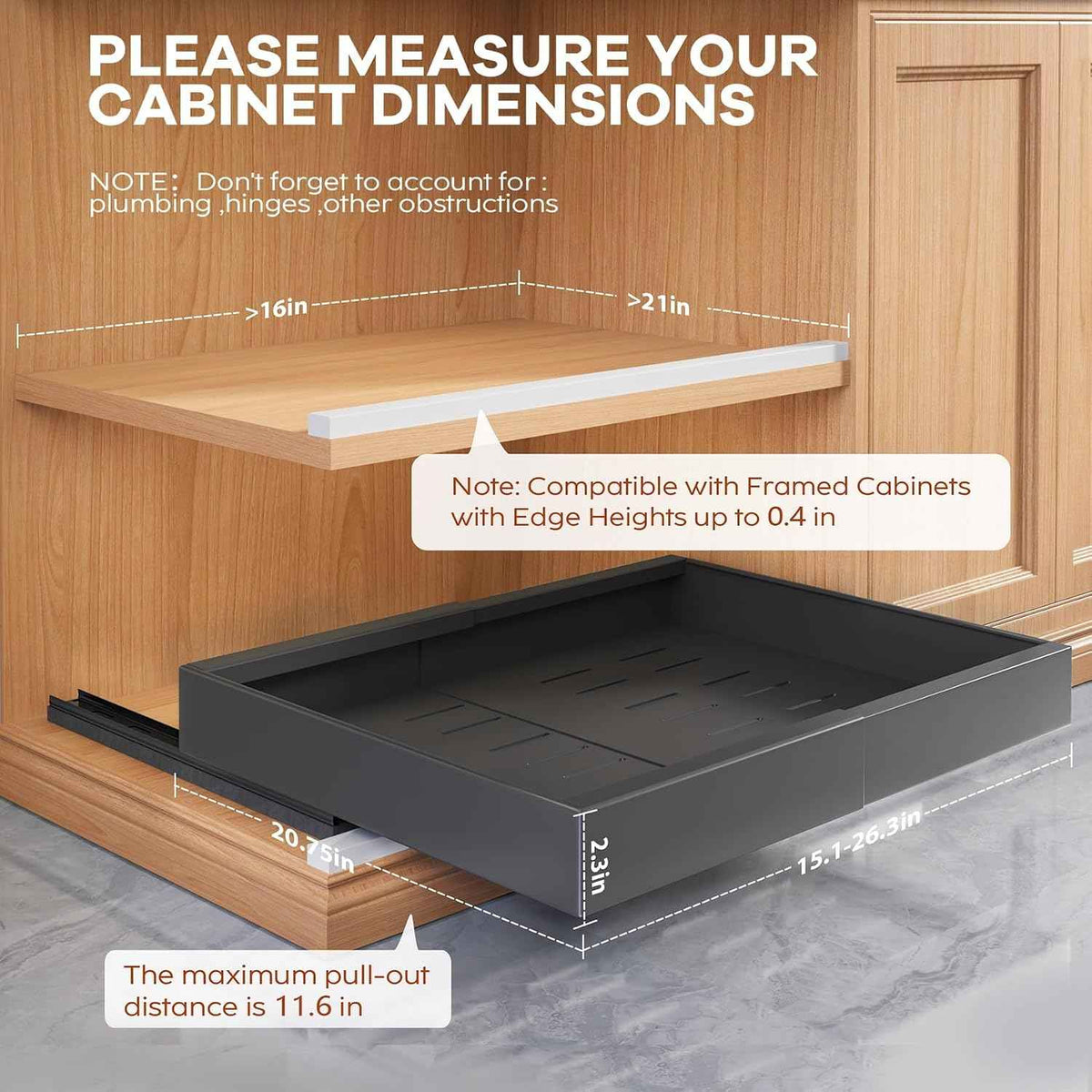 Seinloes 4 Pack Expandable Cabinet Organizer, 15.1"-26.3"