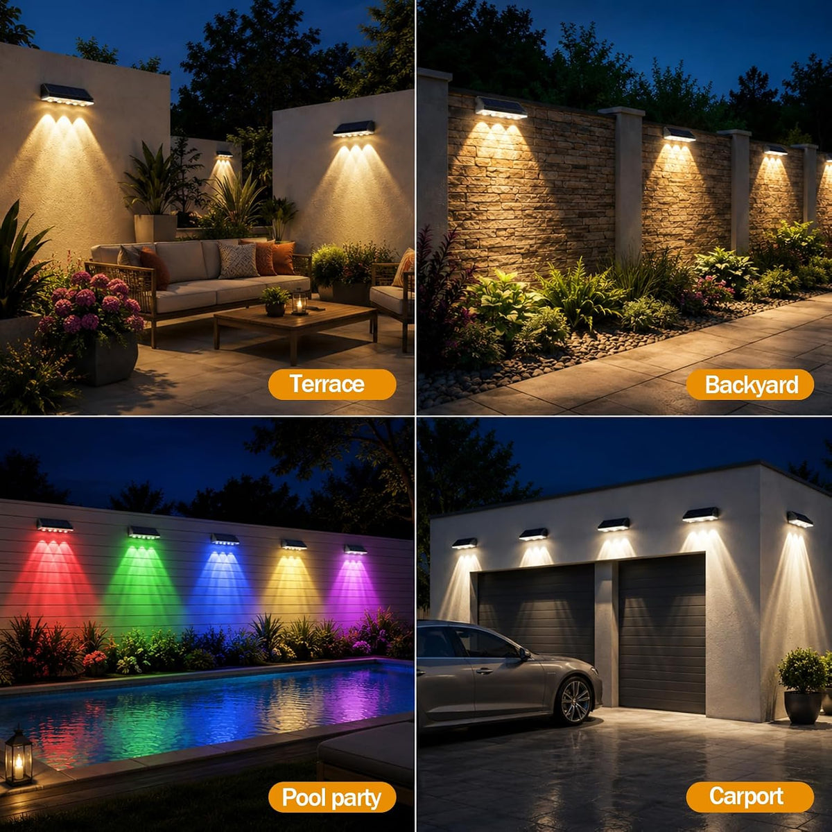 Tenmiro Solar Fence Lights Outdoor 10 Pack, 40 Modes RGB & Cold/Warm White Wall Lights with 5 Lens, IP67 Waterproof Dusk to Dawn Outside Lighs for Backyard, Patio, Yard, Pool, Deck, Railing Decor