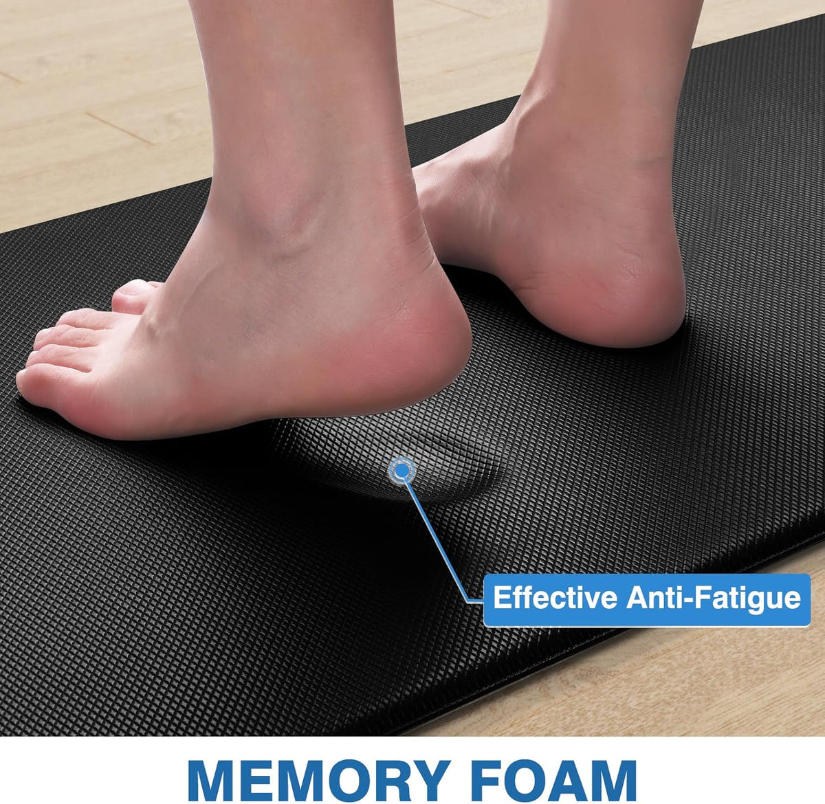 StepRite Kitchen Mats for Floor, 2-Piece Anti-Fatigue Kitchen Rugs, Black | 17.3" x 30" + 17.3" x 47", cushioned comfort, water-resistant, easy to clean, non-slip bottom, kitchen floor, standing desk