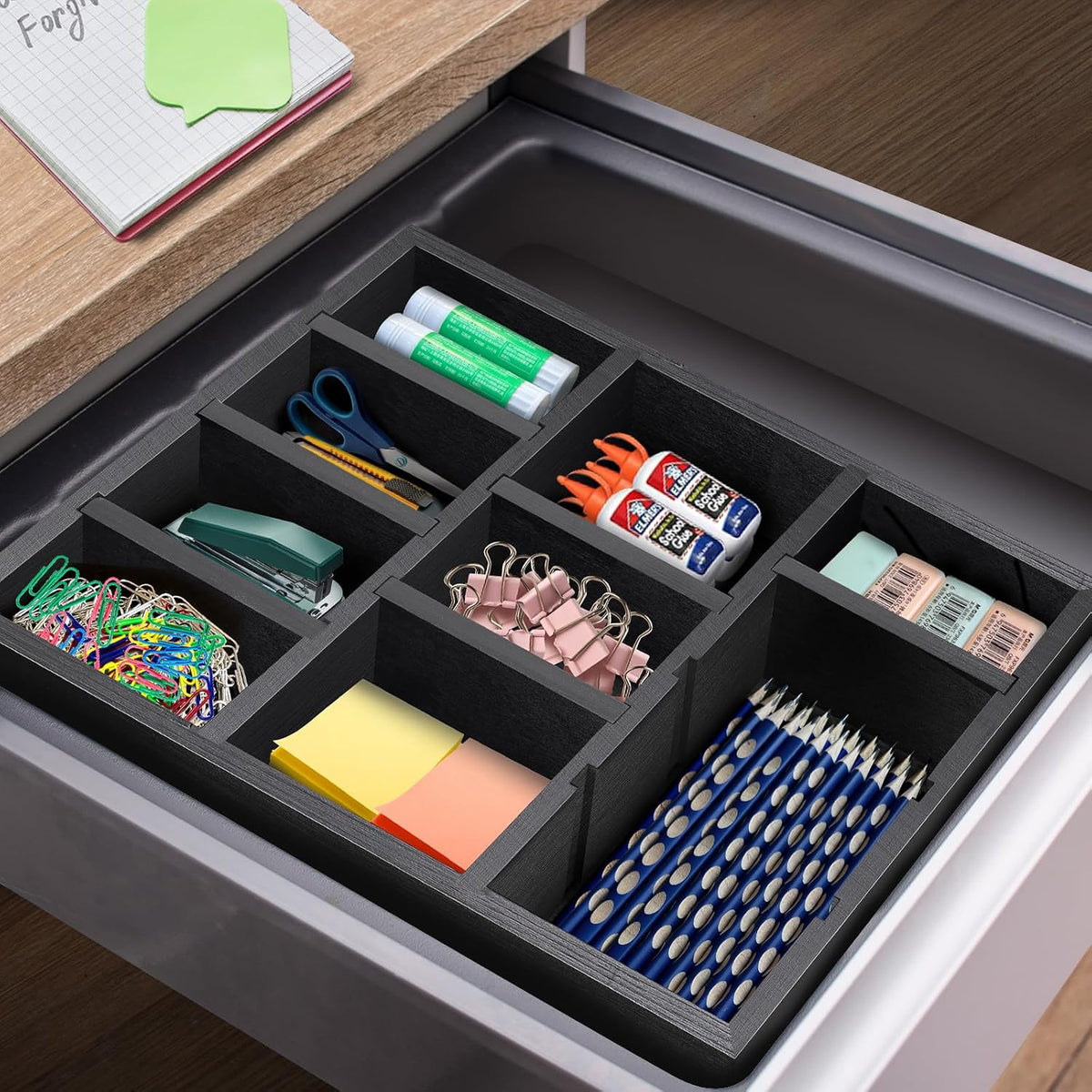 Wooden 9-Slot Desk Drawer Organizer - Field & Nook