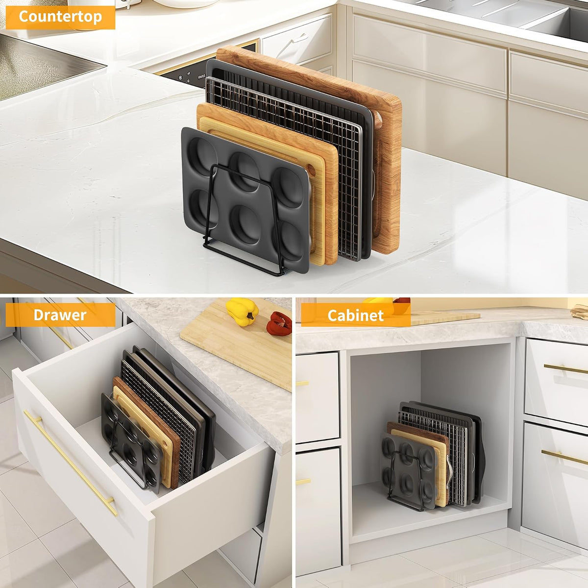 Cutting Board Organizer Rack, 5-Slot, Large