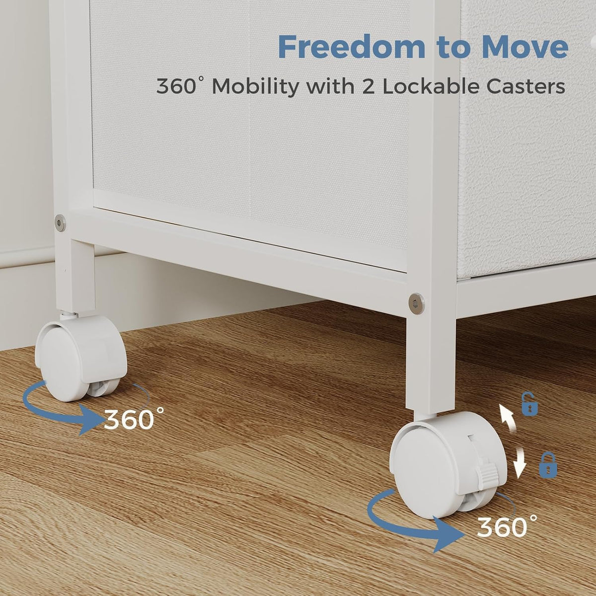 DUMOS 3-Tier Mobile File Cabinet, Rolling Printer Stand with Storage | Fabric Lateral Filing Cabinet fits A4/Letter Size, Under Desk Drawer Cabinet, Printer Cart for Home Office, White - Field & Nook