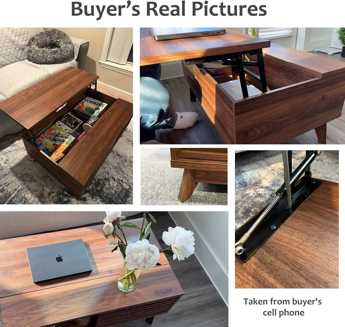 HAIOOU 35.4" Lift Top Coffee Table, Walnut