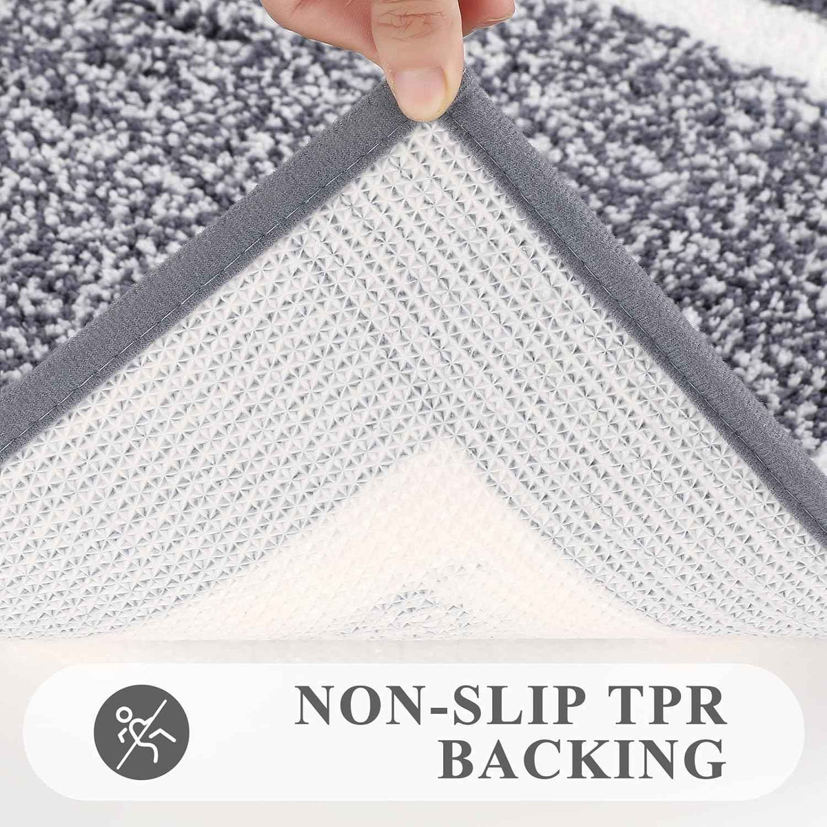 Bathroom Rugs 3-Piece Set | Non-Slip, Washable, Soft Microfiber Bath Mats – Dark Grey