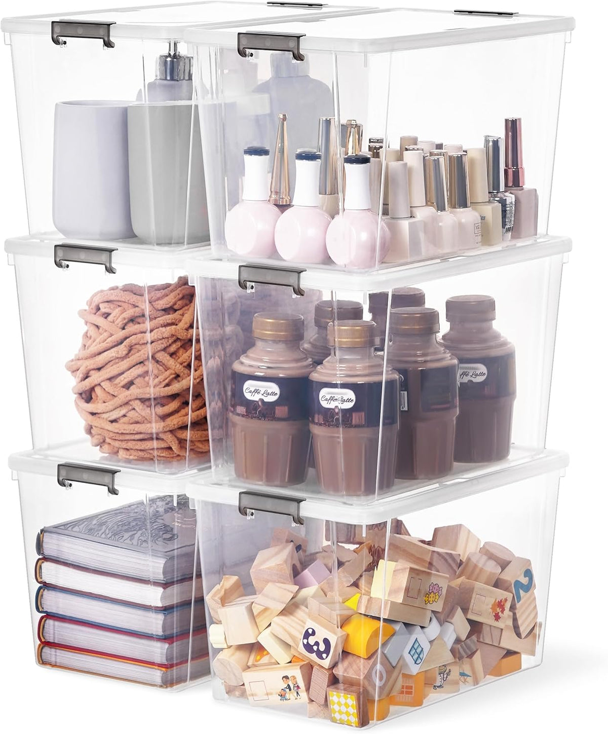 Citylife 6Packs 7.8Qt Plastic Storage Bins with Lids, Clear Organizer | Stackable totes Containers for Craft Supplies, Documents,Garage,Toys,Office and Classroom - Field & Nook