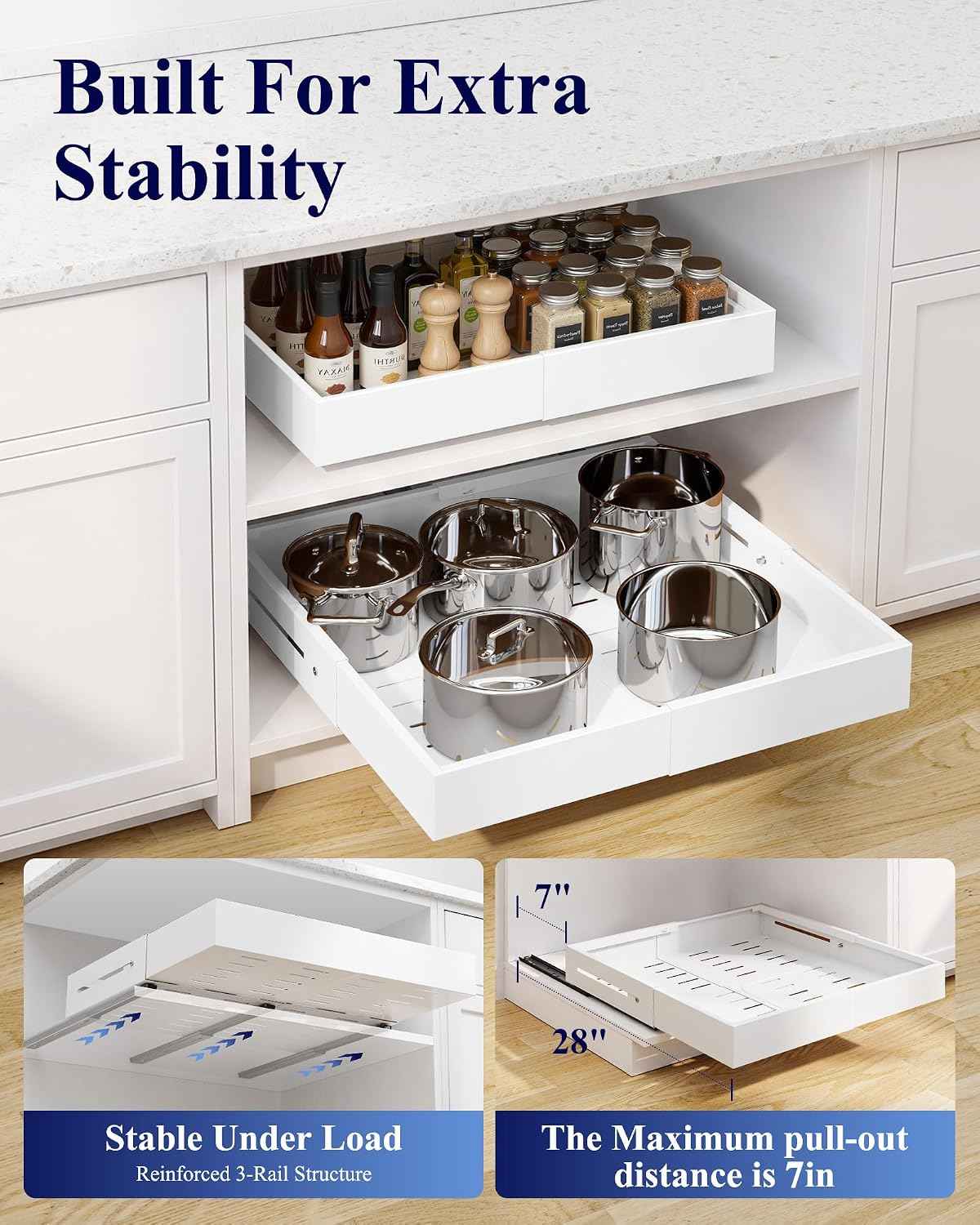 Kitsure 2 Pack Expandable Pull Out Cabinet Shelves