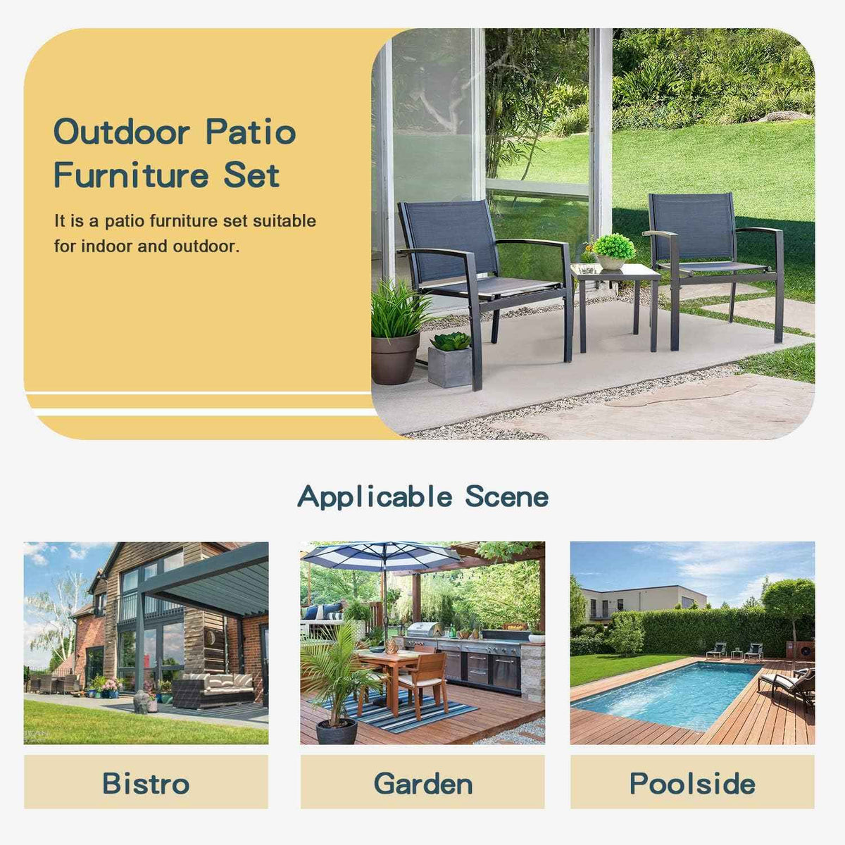 Homall 3 Pieces Patio Furniture Set Outdoor Patio Conversation