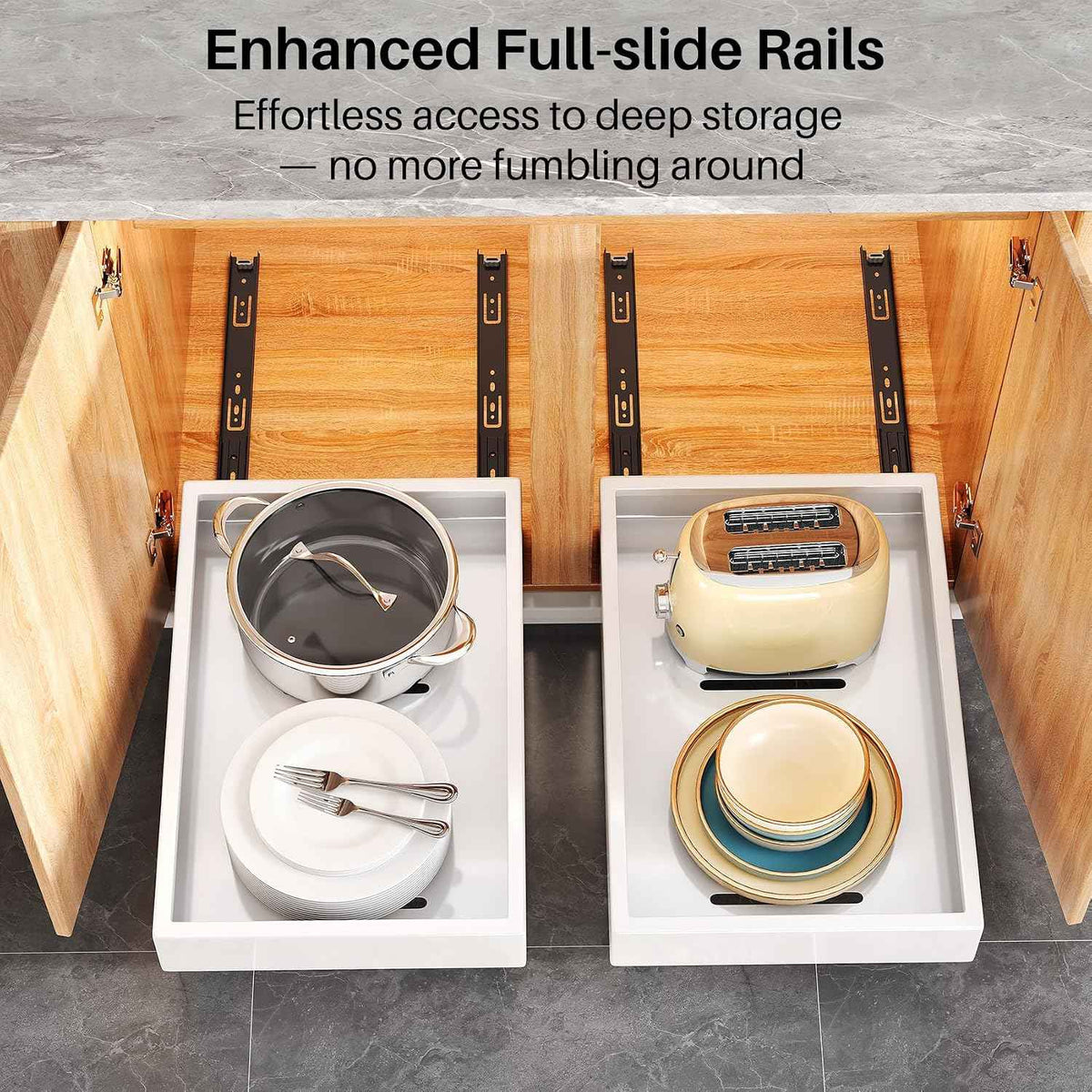 Pull-Out Cabinet Organizer, 21" Deep, White