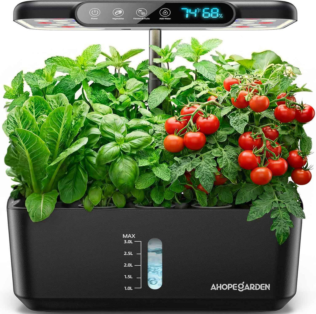 Ahopegarden Hydroponics Growing System Herb Garden: 10 Pods Indoor Garden Kit with LED Grow Light and Smart Temp & Humidity Display - Plant Germination Kit for Home Kitchen