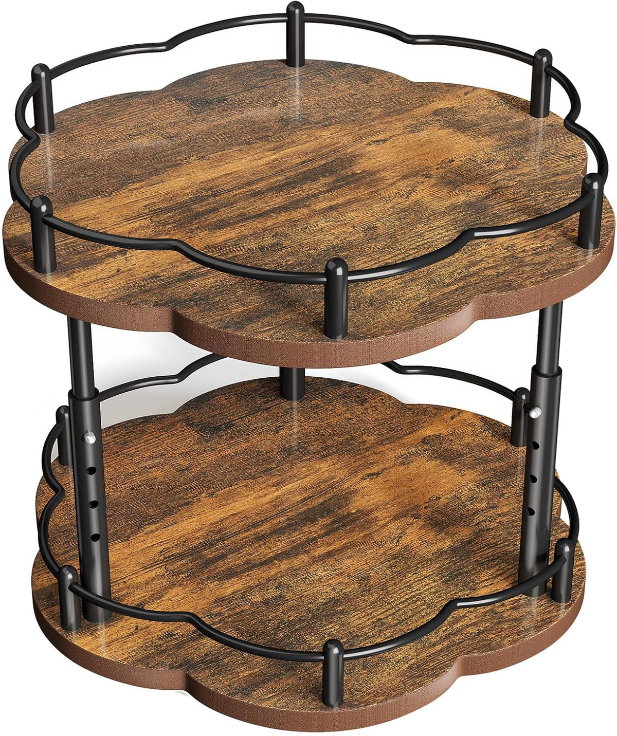 Spice Rack Lazy Susan Organizer for Cabinet, Rotating Spice Organization 2 Tier Adjustable Lazy Susan Turntable Spice Cabinet Organizer for Kitchen Countertop & Pantry, Wood 10 Inch Seasoning Storage - Field & Nook