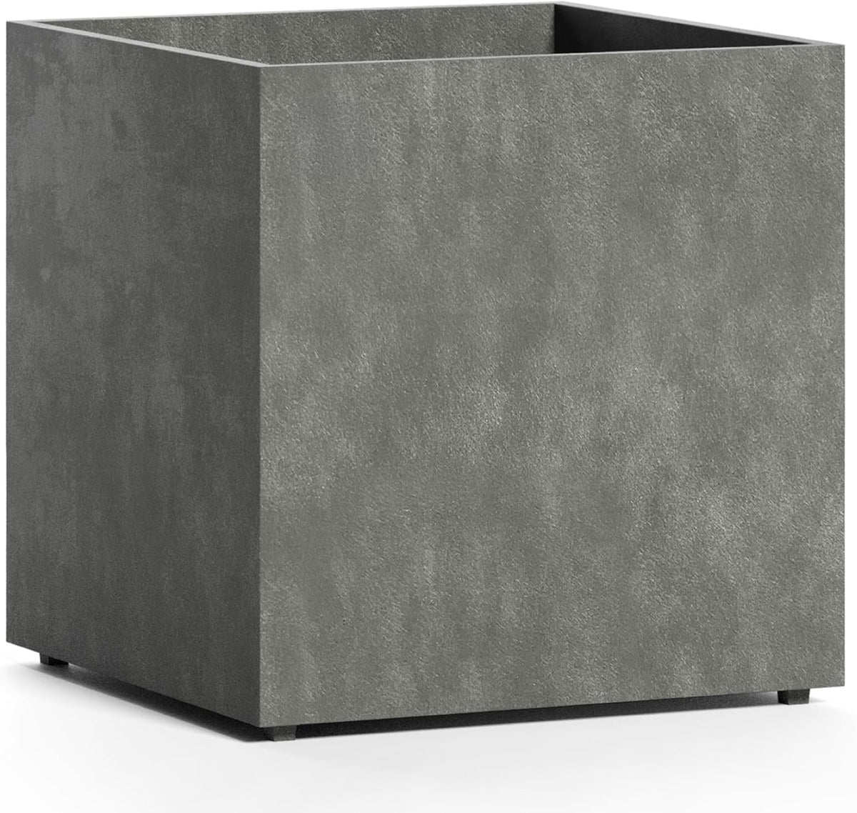 Reglito Cube Planter – Fiberglass Indoor/Outdoor and Weather-Resistant Large Planter (Grey Stone, 35.4" L x 35.4" W x 36" H)