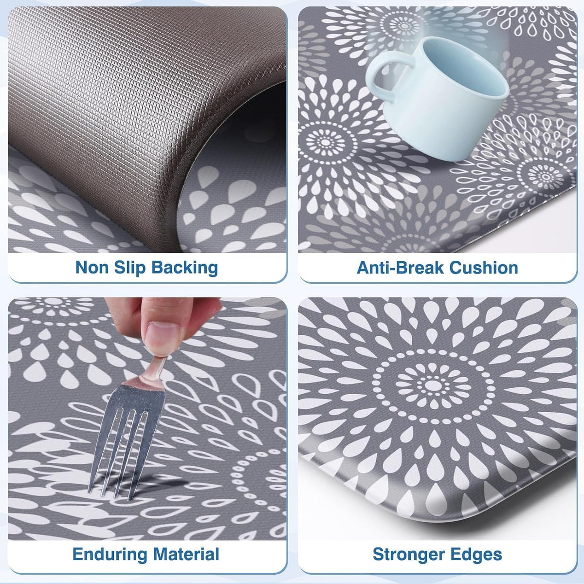 LuxStep Kitchen Mats for Floor,Cushioned Rug Anti-Fatigue for Kitchen Decor | Waterproof Non-Slip Kitchen Rugs Set of 2,Heavy Duty Ergonomic Comfort Mat for Kitchen Accessories,Office,Laundry
