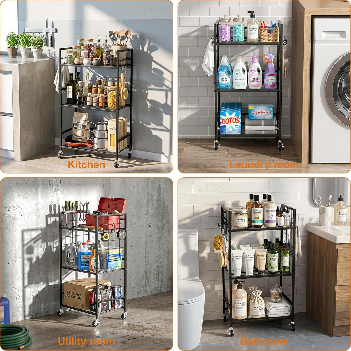 Laundry Room Shelves Cart Bathroom Storage Organizer Rack - Field & Nook
