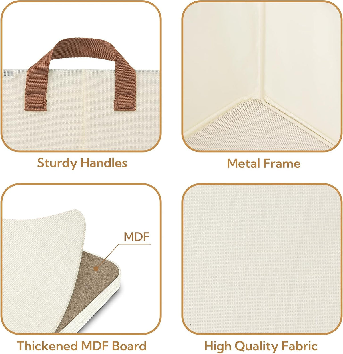 Closet Storage Baskets – Collapsible Fabric Storage Bins with Metal Frame - Field & Nook