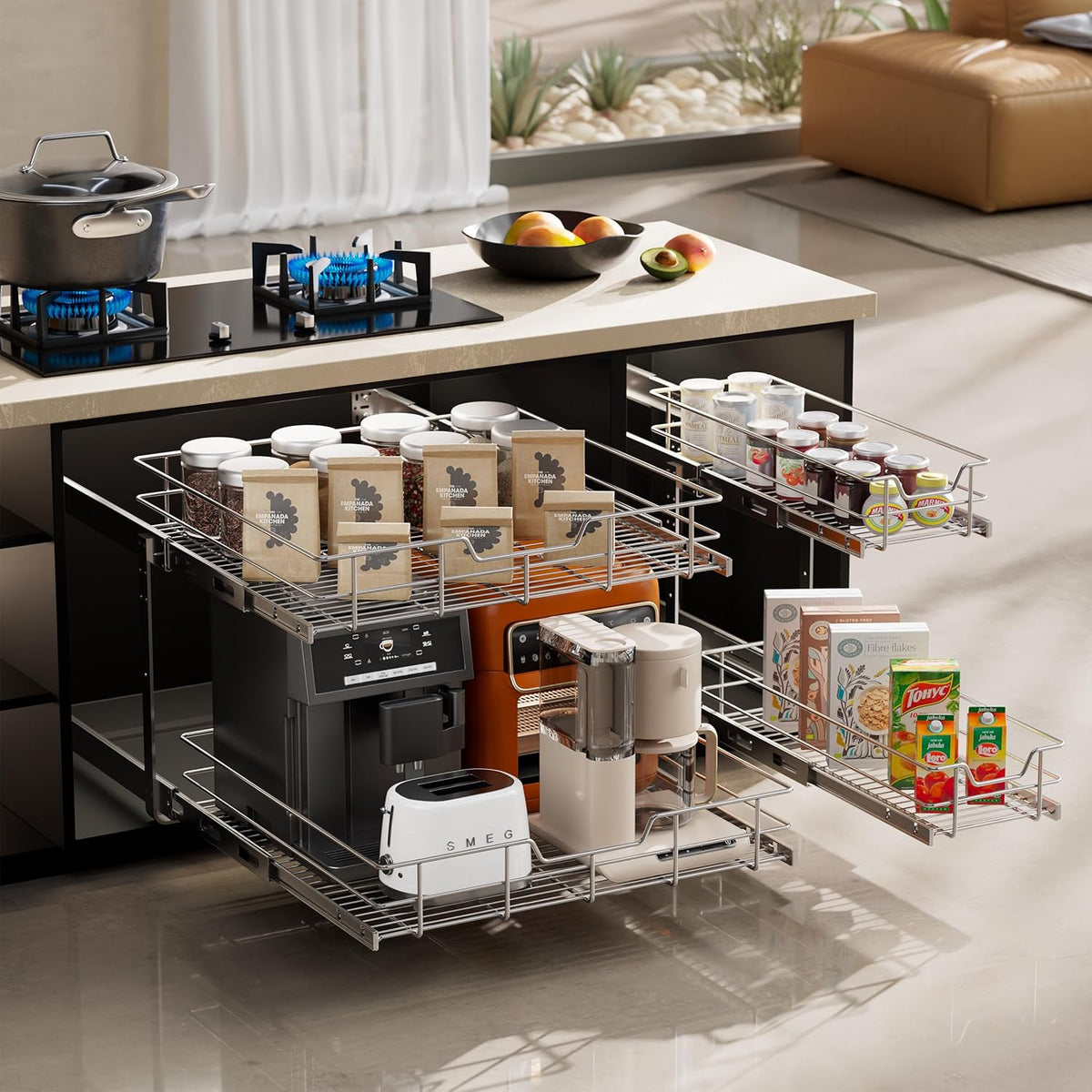 2-Tier Pull-Out Cabinet Organizer, 18" W x 22" D