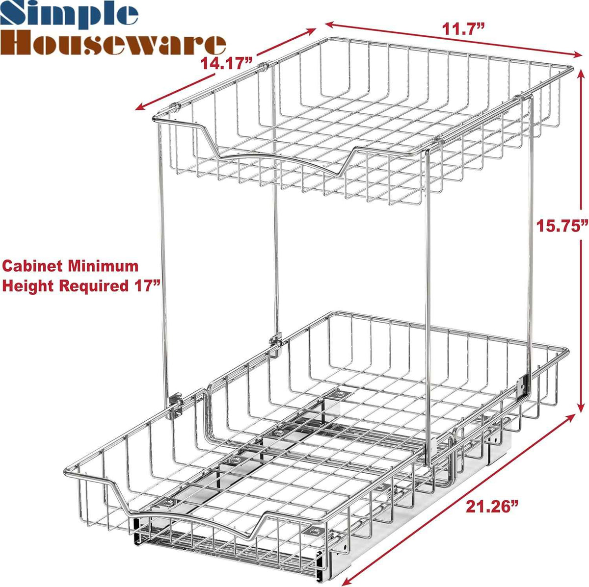Simple Houseware 2-Tier Pull Out Cabinet Shelf, Chrome