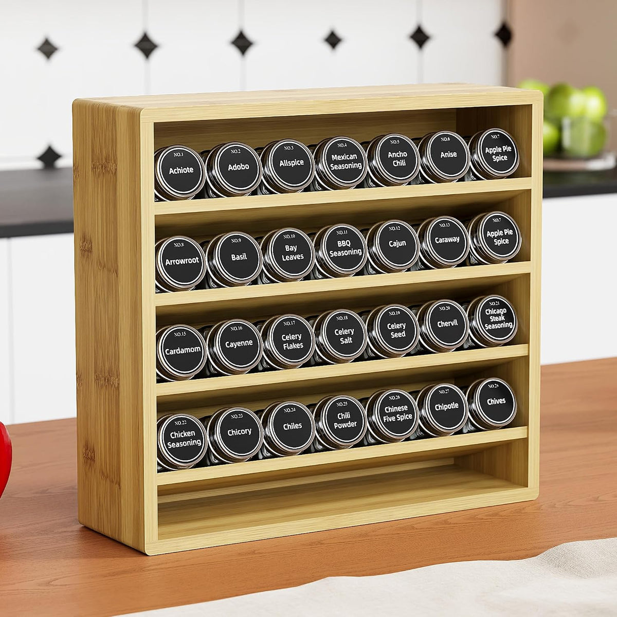 4-Tier Spice Rack Organizer for Cabinet - Field & Nook