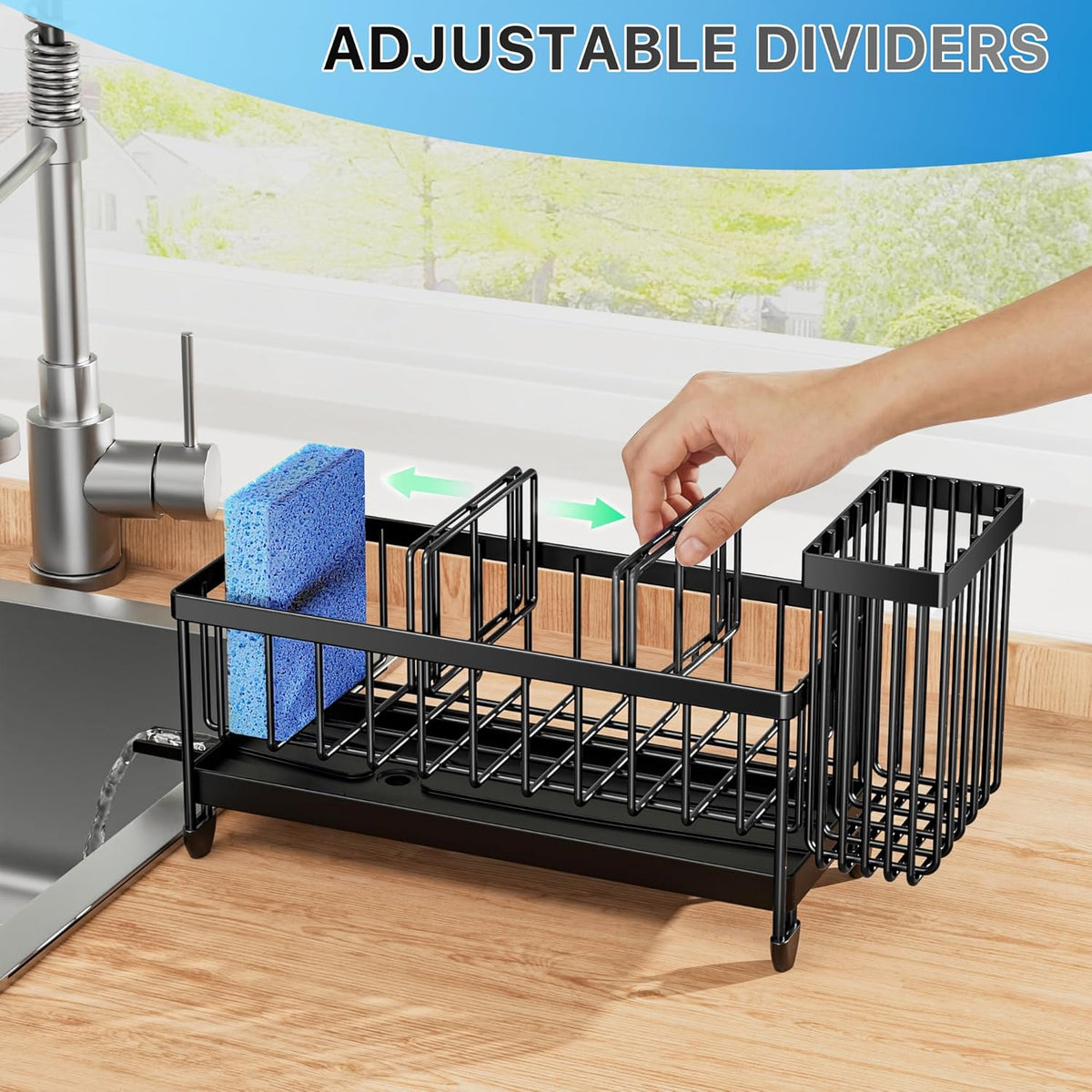 Stainless Steel Sink Caddy with Brush Holder – 9.25 in